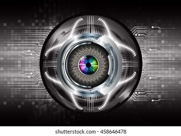 black eye abstract cyber future technology concept background, illustration, circuit, binary code.