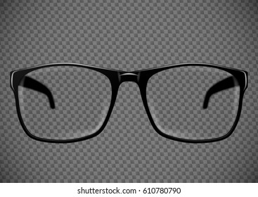 Black eye glasses. Spectacles with lens vector illustration