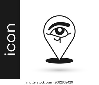 Black Eye of Horus icon isolated on white background. Ancient Egyptian goddess Wedjet symbol of protection, royal power and good health.  Vector