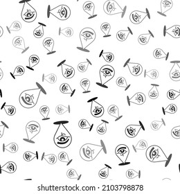 Black Eye of Horus icon isolated seamless pattern on white background. Ancient Egyptian goddess Wedjet symbol of protection, royal power and good health.  Vector