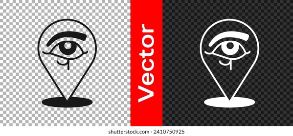 Black Eye of Horus icon isolated on transparent background. Ancient Egyptian goddess Wedjet symbol of protection, royal power and good health.  Vector