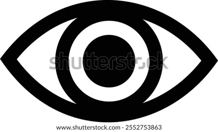 Black eye icon. Bold outline detail , eyesight pictogram, see, visible, retina solid icons, Minimalist vector graphic design elements. Simple geometric design. isolated on transparent background