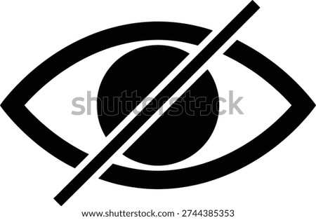 Black eye icon with a diagonal line crossing out the pupil, signifying hidden or invisible