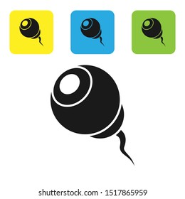 Black Eye icon isolated on white background. Happy Halloween party. Set icons colorful square buttons. Vector Illustration