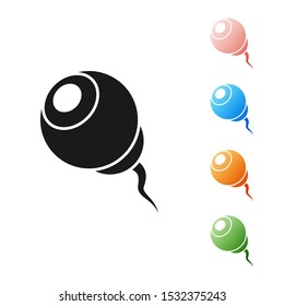 Black Eye icon isolated on white background. Happy Halloween party. Set icons colorful. Vector Illustration