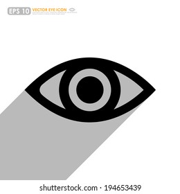 Black eye icon with shadow on white background