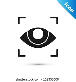 Black Eye scan icon isolated on white background. Scanning eye. Security check symbol. Cyber eye sign.  Vector Illustration