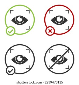 Icono de exploración de ojos negros aislado en fondo blanco. Escaneando el ojo. Símbolo de comprobación de seguridad. Signo de ciberojo. Botón Círculo. Vector