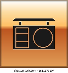 Black Eye shadow palette with brush icon isolated on gold background.  Vector Illustration