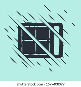 Black Eye shadow palette with brush icon isolated on green background. Glitch style. Vector Illustration