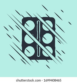 Black Eye shadow palette with brush icon isolated on green background. Glitch style. Vector Illustration