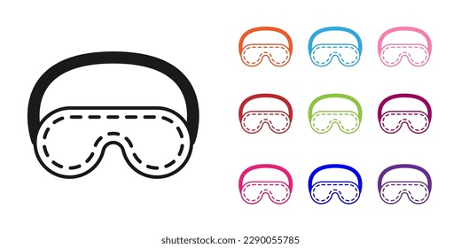 Black Eye sleep mask icon isolated on white background. Set icons colorful. Vector