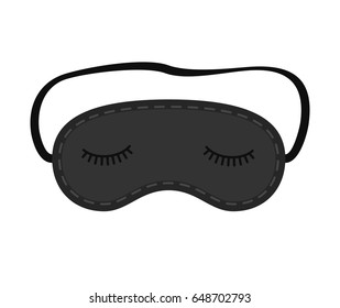 Black eye sleep mask isolated on white background. Vector illustration