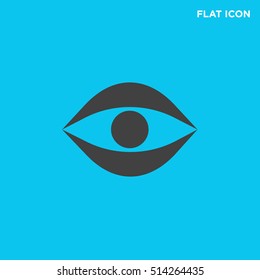 Black eye vector icon on blue background
