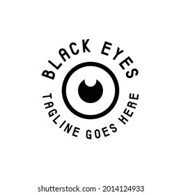 Black eye vector logo design in modern style for eyeglasses company