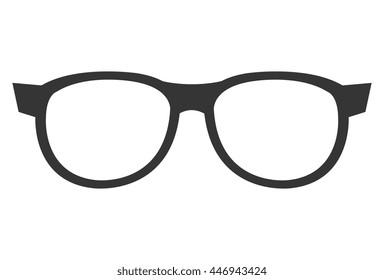 black eyeglass front view over isolated background, vector illustration 