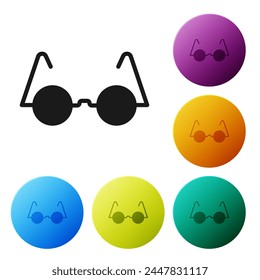 Black Eyeglasses icon isolated on white background. Set icons in color circle buttons. Vector