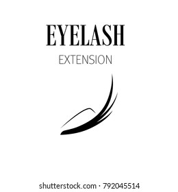 Black eyelash extension logo on white background. Vector illustration.