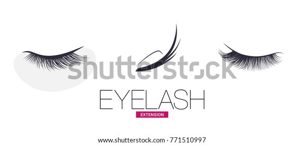 Black Eyelash Extension Logo On White Stock Vector (Royalty Free ...