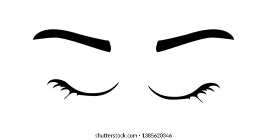 Black eyelashes and eyebrows design element