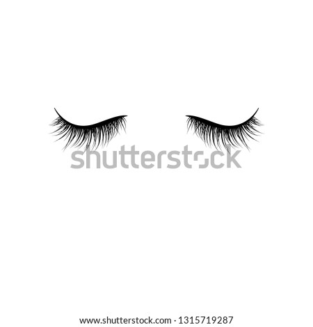 Black eyelashes isolated on white background. False eyelashes. Vector illustration
