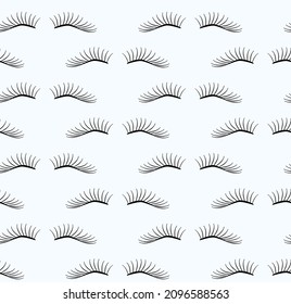 Black eyelashes on a light background. Vector pattern for decor