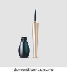 black eyeliner brush bottle for expressive makeup