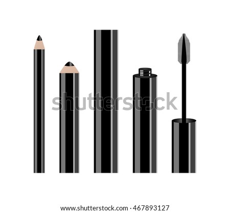 Black eyeliner and mascara. Vector