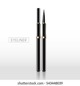 Black eyeliner template isolated on white background in 3d illustration