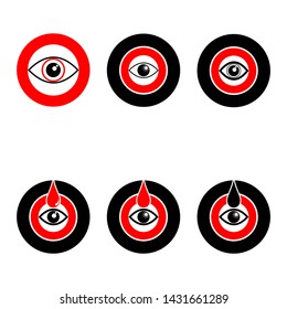 Black eyes red eyes and drip logo icon graphic
