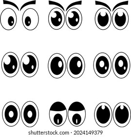 Black Eyes Set Vector Cartoon Style Stock Vector (Royalty Free) 2024149379