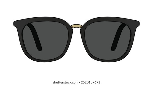 Black Eyewear, Unisex Sunglasses, Sunlight ProtectionGlasses Design Isolated In White Background, Realistic Fashion Vector