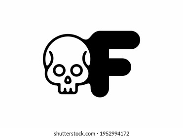 Black F initial letter with skeleton head design