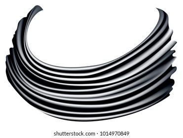 Black fabric satin flying on white luxury background vector illustration.
