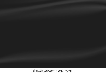 Black fabric silk wave texture lines curve smooth subtle background vector illustration.