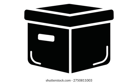 Black fabric storage cube with handle for organizing household items in a compact way, simple and functional design