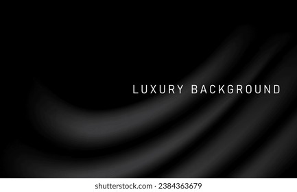 Black fabric wave dark blank space for text place luxury background texture vector illustration.