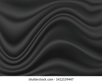 Black fabric wave or wavy texture background