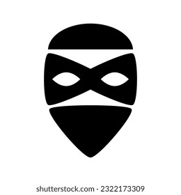Black face bandit thief icon flat vector design