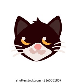 black face cat icon isolated