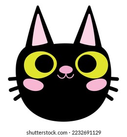 black face cat icon isolated