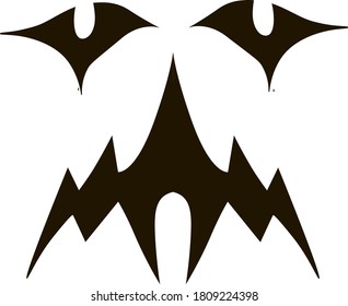 
Black face of horror on a white background. Monster face design template for Halloween celebration. Pumpkin carving template.