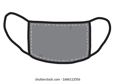 Schwarze Gesichtsmaske / Cartoon Vektorillustration und Illustration einzeln auf weißem Hintergrund