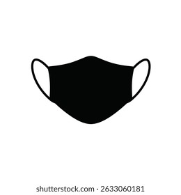 Black face mask simple icon graphic design.