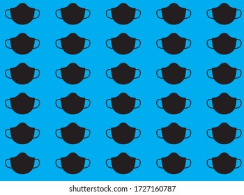 Schwarze Gesichtsmasken - nahtloses Muster