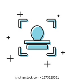 Black Face recognition icon isolated on white background. Face identification scanner icon. Facial id. Cyber security concept.  Vector Illustration