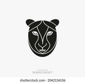 Black face silhouette tiger for logo and symbol isolated on white background. Vector