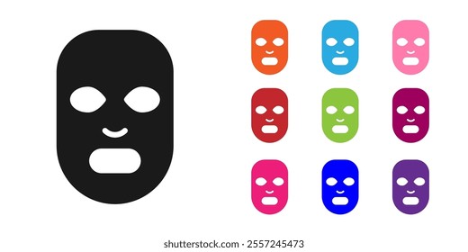 Black Facial cosmetic mask icon isolated on white background. Cosmetology, medicine and health care. Set icons colorful. Vector