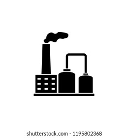 black factory icon. concept of simple infographic element, hazardous emission, tower, distillery, chimney. factory oil processing vector illustration