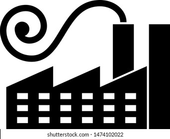 Black factory icon logo on a white background